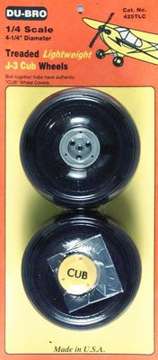 1/4 Scale 4-1/4" Diameter Treaded Lightweight J-3 Cub Wheels