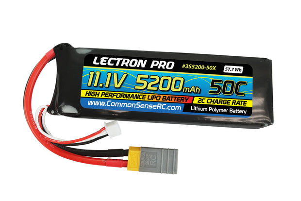 Lectron Pro 11.1V 5200mAh 50C Lipo Battery with XT60 Connector