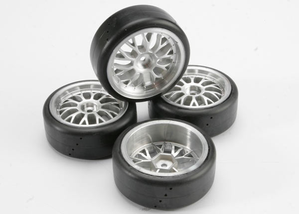 Tires and wheels, mounted and glued (4) w/ inserts (V-33 tires/ aluminum finish 2.0'' mesh wheels)
