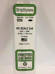 Styrene Strip HO Scale 2x6.