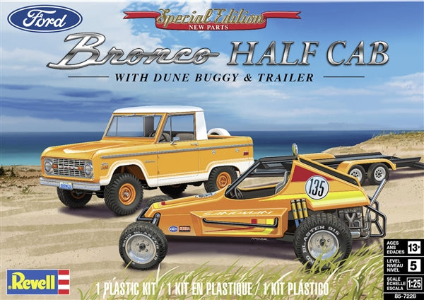 Ford Bronco Half Cab with Dune Buggy and Trailer- 1/25 scale