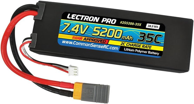 Common Sense RC Lectron Pro 2S 7.4V 5200mAh 100C XT60 with Adapter