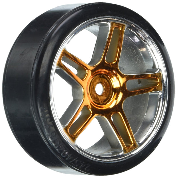 Redcat Racing 07003y Chrome Anodized Gold 5 Spoke Split Spoke Wheels and Drift Tires