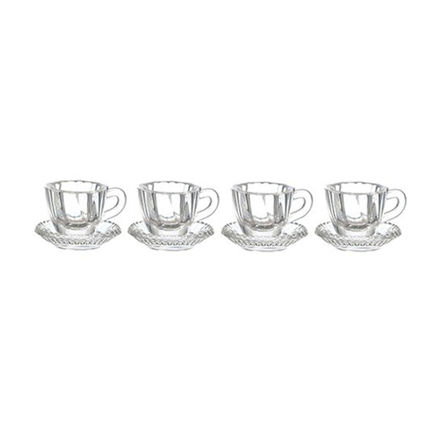 Set of 4 Victorian Cups with Saucers