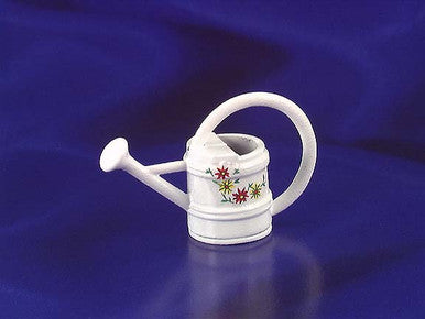 Dollhouse Miniature Watering Can, White with Flowers