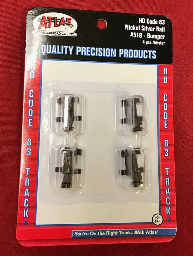 #518 HO-scale Code 83 Nickel Silver Rail-  Bumpers (4 pcs)