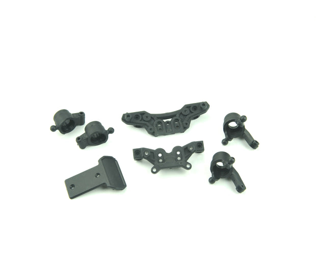 Plastic Steering Knuckles (2pcs), Front & Rear Shock Towers (1ea.), Rear Hub Carriers (2pcs), and Rear Bumper (1pc)