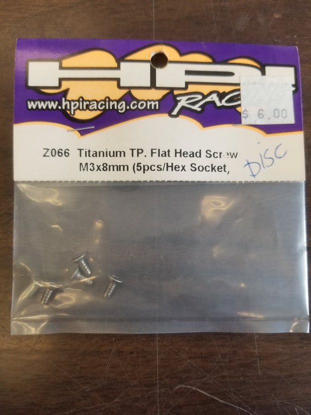 Titanium tp. Flat Head Screw M3x8mm (5pcs)
