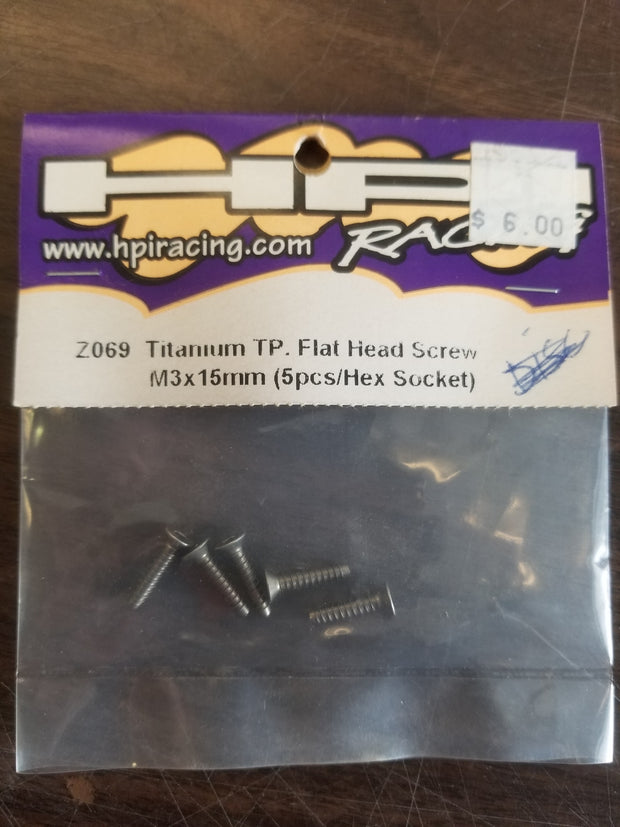 Titanium tp. Flat Head Screw M3x15mm (5pcs)