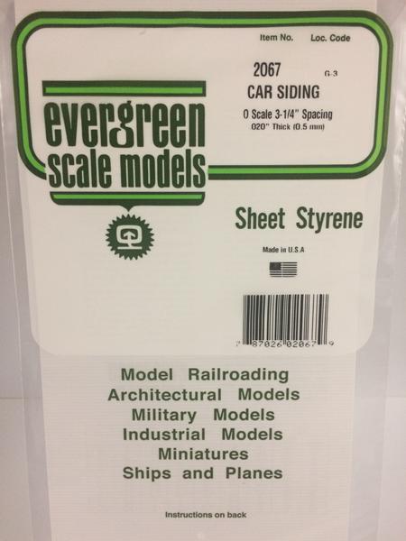 Styrene Sheet Car Siding O-Scale 3-1/4" Spacing