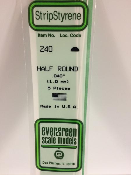 Strip Styrene .040 " Half Round