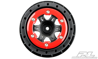 Split Six 2.2"/3.0" Red/Black Bead-Loc Front Wheels