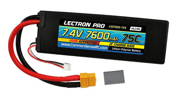 Lectron Pro 2S 7.4V 7600 Mah 75C Lipo Battery