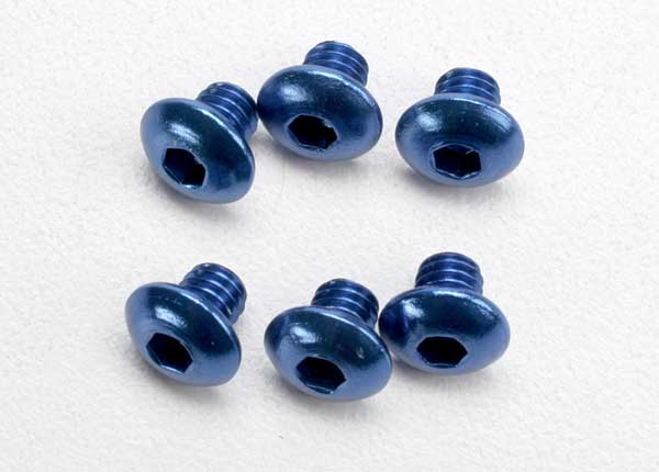 Screws, 4x4mm button-head machine, aluminum (blue) (hex drive) (6)