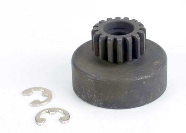 Clutch bell, (16-tooth)/5x8x0.5mm fiber washer (2)/ 5mm E-clip (requires #2728 - ball bearings, 5x8x2.5mm (2)