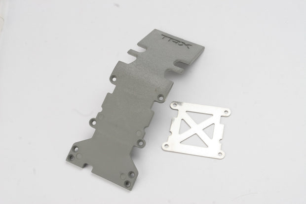 Skidplate, rear plastic (grey)/ stainless steel plate