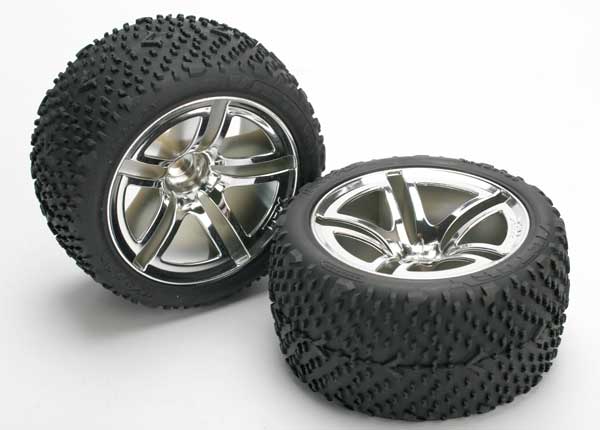 Tires & wheels, assembled, glued (Twin-Spoke wheels, Victory tires, foam inserts) (nitro rear) (2)