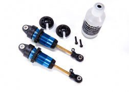 Shocks, GTR long blue-anodized, PTFE-coated bodies with TIN shafts