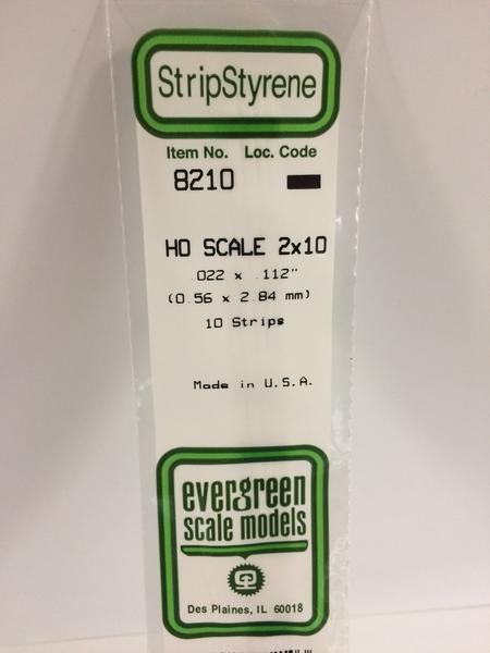 Styrene Strip HO Scale 2x10.