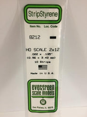 Styrene Strip HO Scale 2x12.