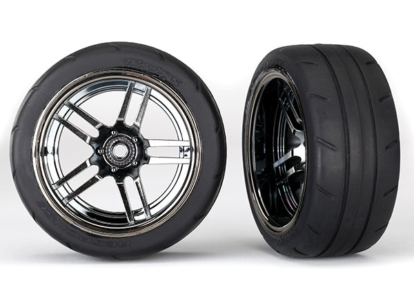 Tires & wheels, assembled, glued (split spoke black wheels, 1.9" Response tires) (extra wide, rear) (2)