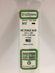 Styrene Strip HO Scale 4x12.