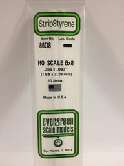 Styrene Strip HO Scale 6x8.