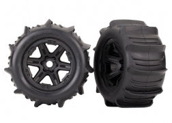 Tires&Wheels, assembled, glued (black 3.8" wheels, paddle tires, foam inserts)(2)(TSM rated)