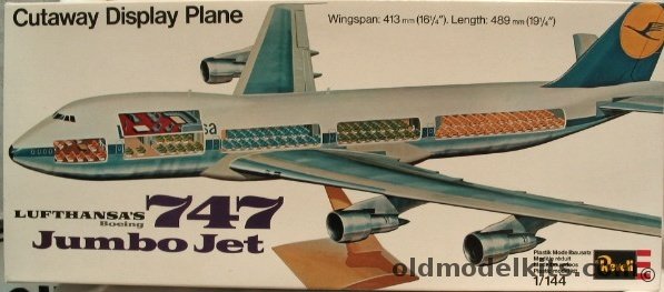 (Cutaway Display Plane) Lufthansa's Boeing 747 Jumbo Jet -1/144 scale