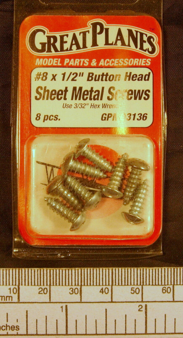 8x1/2" Button head sheet metal screws