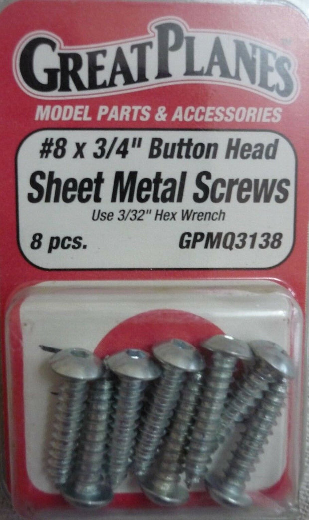 8X3/4" Button Head Sheet metal screws