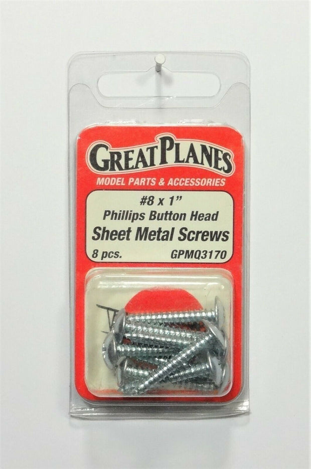 8x1" Phillips button head sheet metal screws